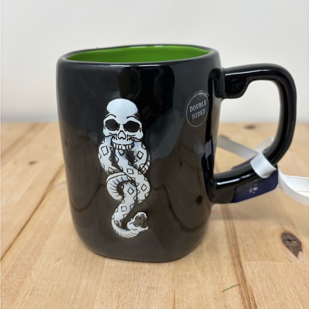 Rae Dunn He Who Must Not Be Named Mug Harry Potter Black Green Inside New